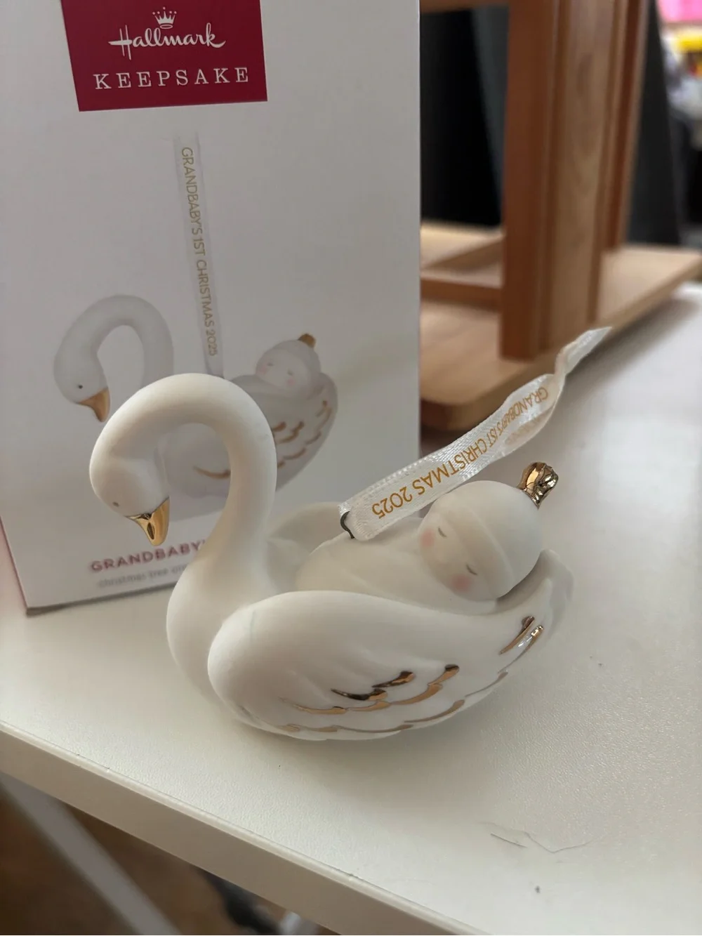 Hallmark Keepsake 2025 Grandbaby’s First Christmas Swan Baby Ornament NIB